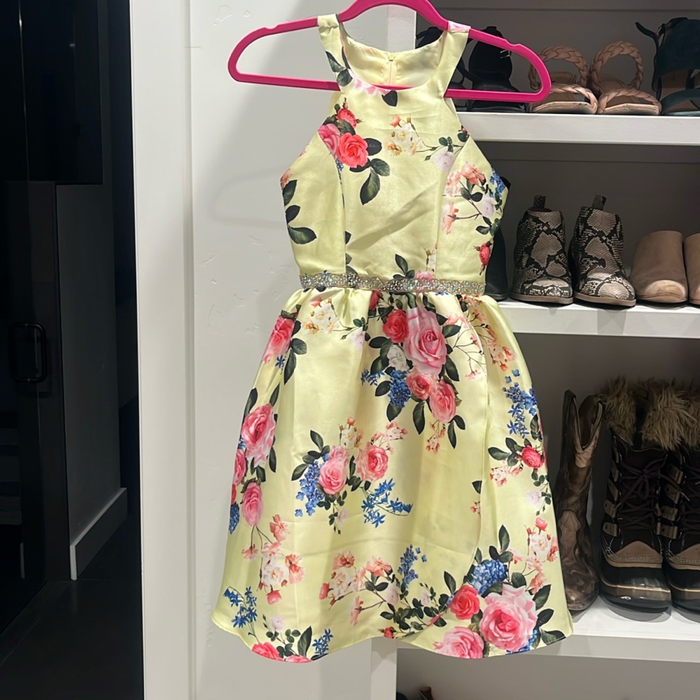 NWOT girls pageant formal floral-print dress size 14